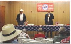 AJ Louderback, left, and Jeff Bauknight, right, answer voter questions at the American Legion. CONTRIBUTED PHOTO